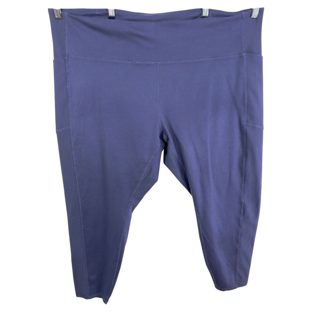 Freely Plus Size 3X‎ Leggings Blue Ribbed Full Length Stretch Athleisure 991